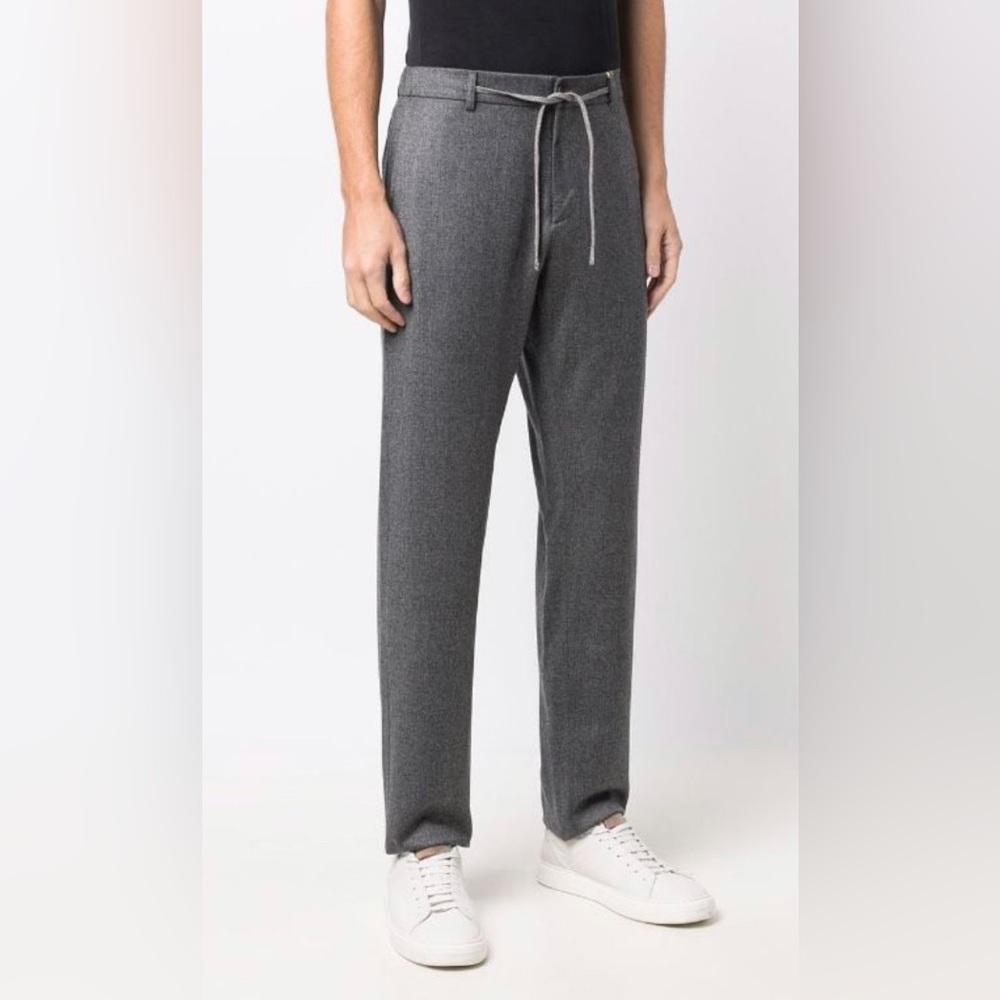 Canali Wool Drawstring Track Pants Size 38 NWT